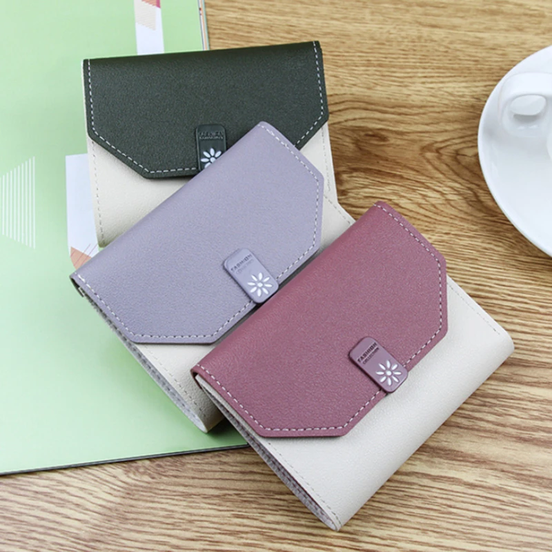 

Женский кошелек, модная сумка для денег, женский короткий кожаный держатель для карт, Женский кошелек с зажимом для монет