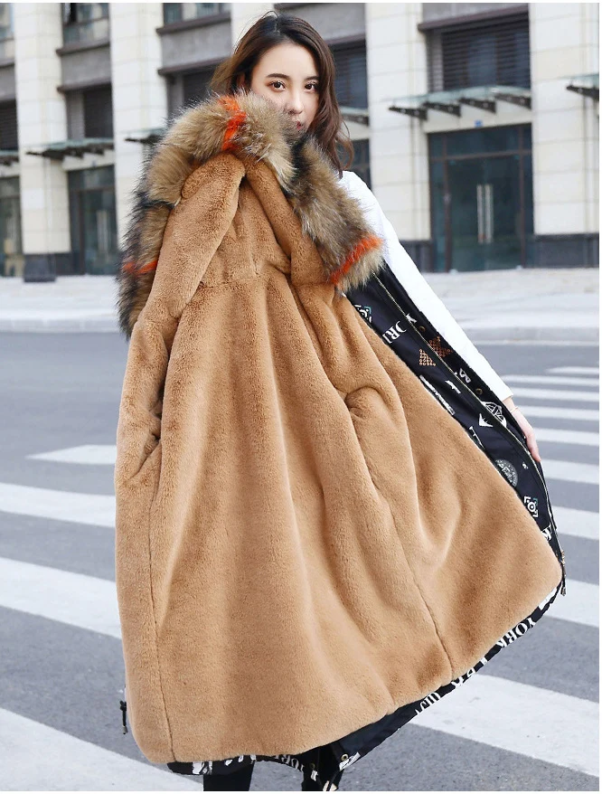 

Fashion Winter Jacket Women Clothes 2019 Real Fur Coat Fox Fur Wool Liner Parka Jacket Korean Long Coat White Coats