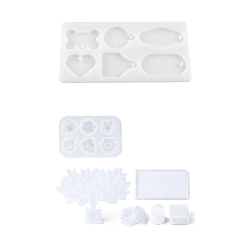 

7Pcs Deer Cosmetic Resin Mold, Silicone Crystal Epoxy Jewelry & 1 Pcs Dog Bone Tag Pendant Silicone Mold Manual Mirror