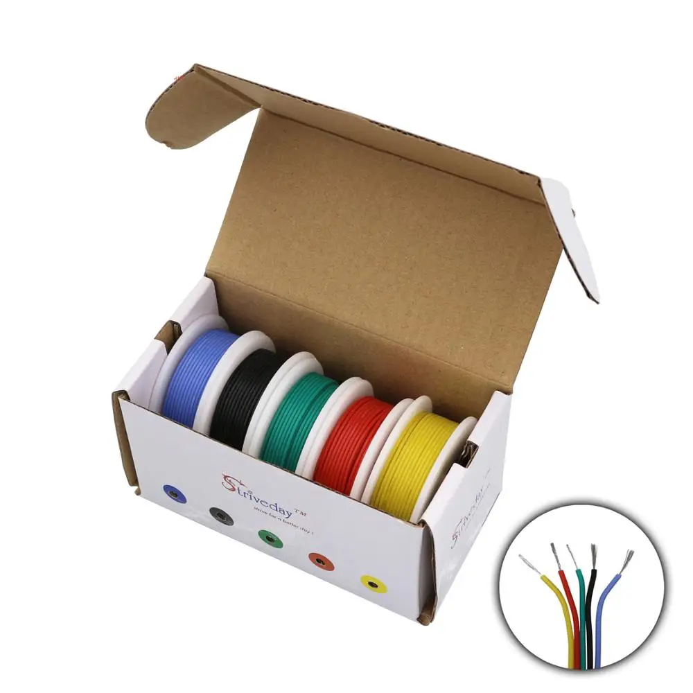 

18 20 22 24 26 28 30 AWG silicone wire 5 color box 1 / box 2 electronic stranded wire conductor to internal wiring cable DIY