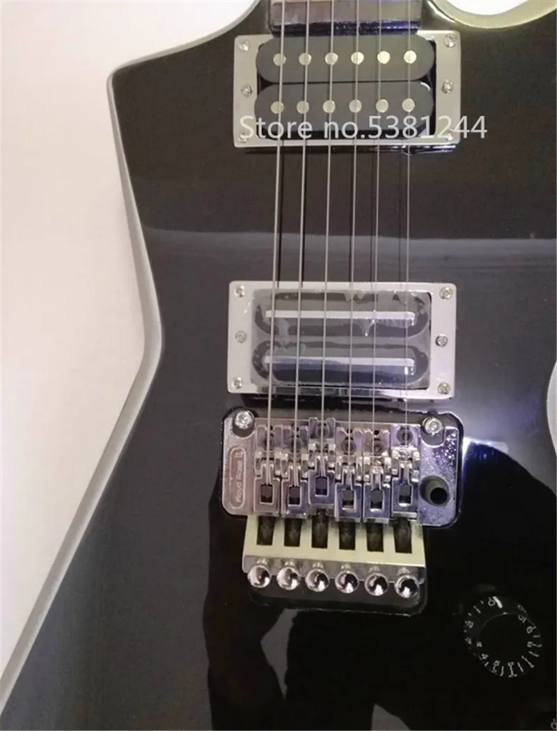 Бесплатная доставка 6-струнная электрическая гитара черная краска серебряные