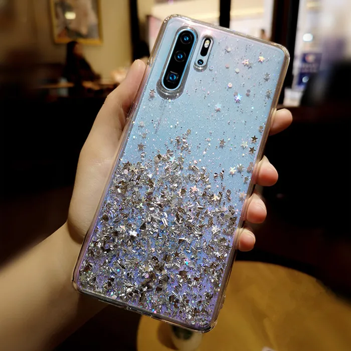 Silver Чехол сверкающий с блестками для huawei P20 Lite P30 силиконовый, прозрачный мягкий чехол с блестками для huawei P30 Lite P20 Pro Прозрачный чехол для телефона - Цвет: Silver
