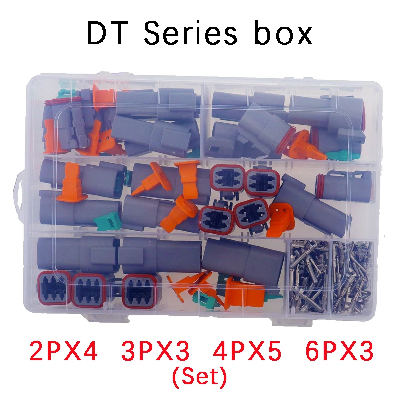 

250pcs Deutsch DT series Waterproof Wire Connector Kit DT06-2/3/4/6S DT04-2/3/4/6P Automotive Sealed Plug with pins box