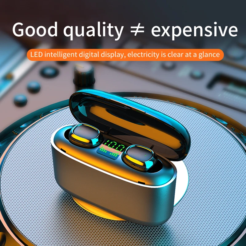 

TWS Mini 5.0 Bluetooth Earphone Sport Business Waterproof IPX7 Earbuds Wireless Headphones 2000mah Charging Compartment