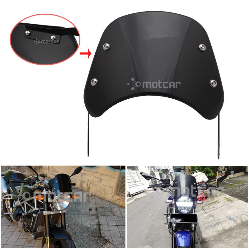 Мотоцикл Кафе Racer 5 &quot 7&quot фара Черный лобовое стекло ветровой дефлектор ветровое