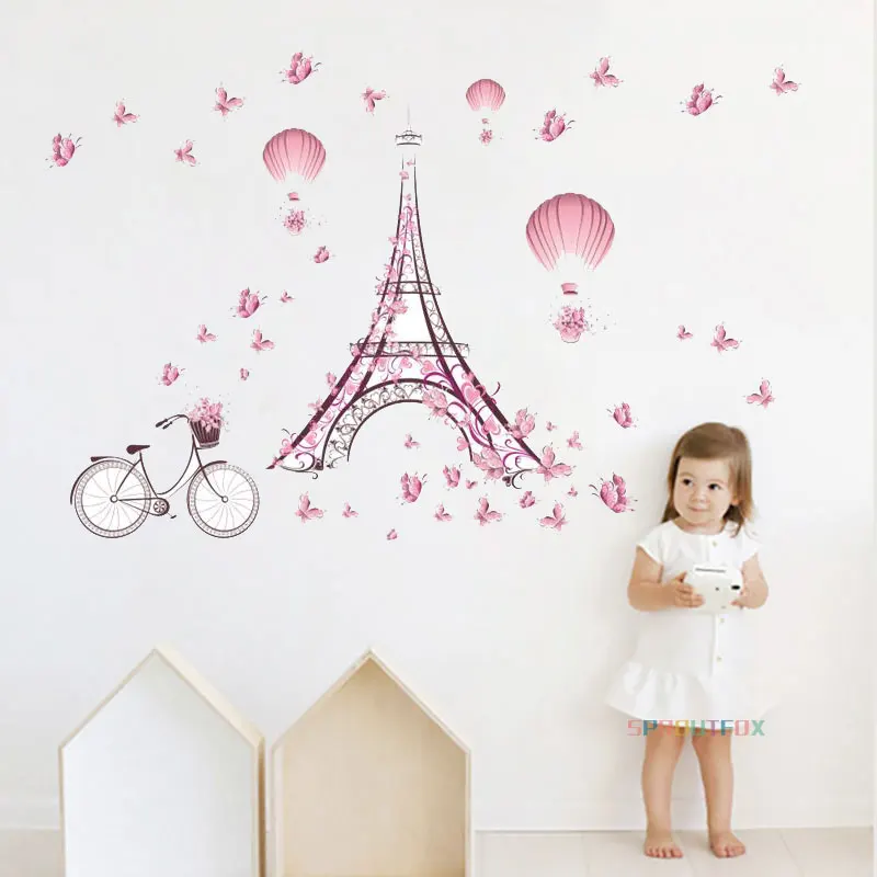 

romantic tower butterflies flower wall decals home decor living room pvc wall stickers wedding decoration diy posters