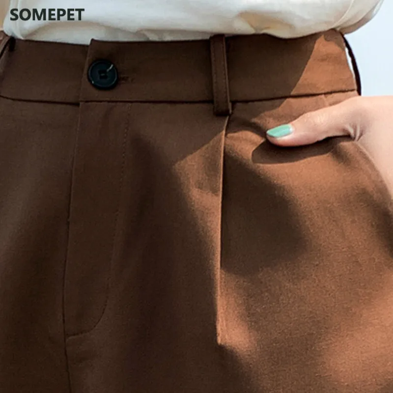 

High Waist Shorts Women Solid Color Suit Short Pants Female Korean BF Style Streetwear New Leisure Daily