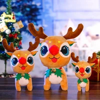 christmas elk plush toy mini reindeer red nose doll cute christmas decoration miniature stuffed animal toy for house bedroom liv