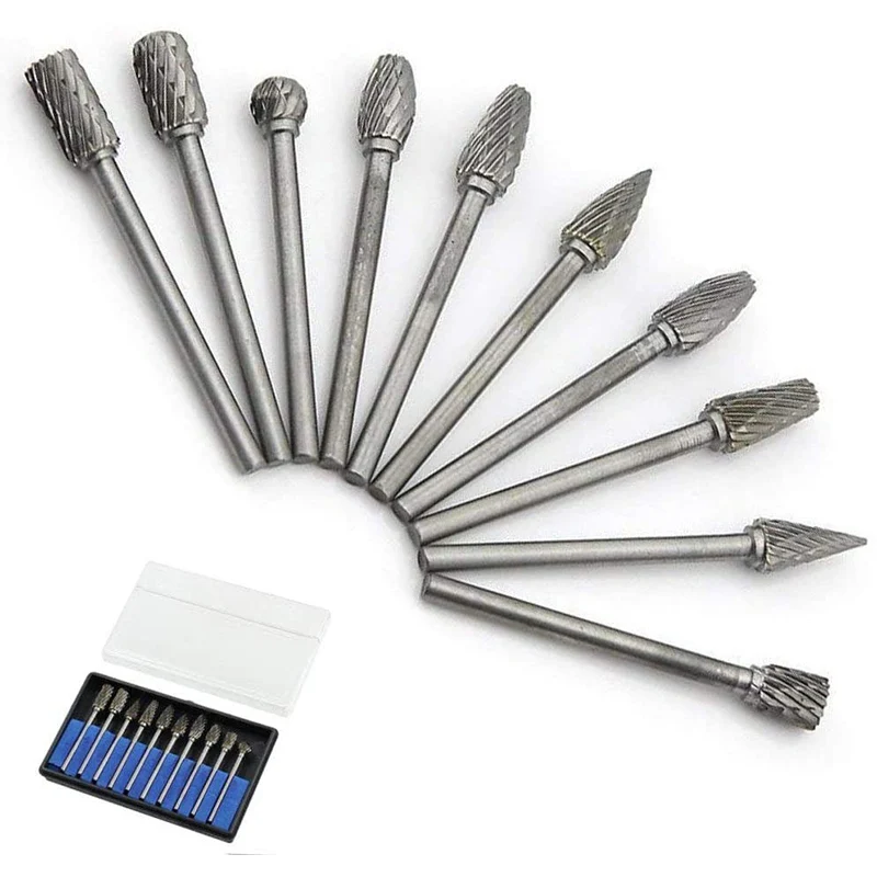 

10 шт. высокоскоростной вращающийся напильник из карбида вольфрама сверло стальное твердое спиральное сверло для деревообработки гравиров...