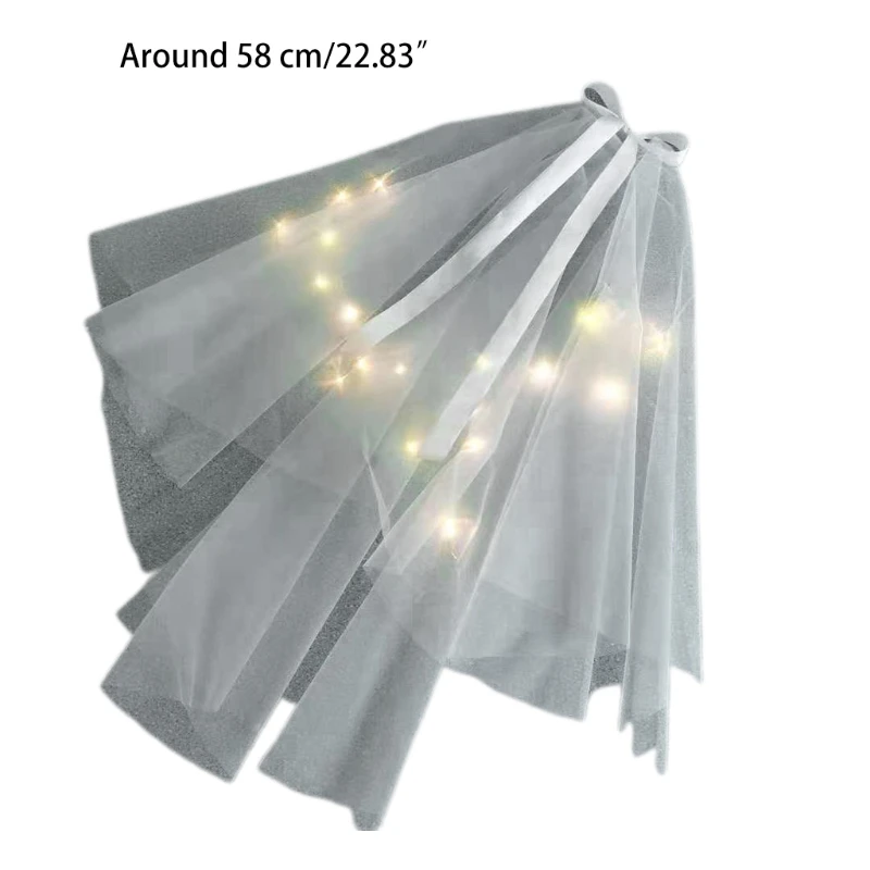 

Wedding Bridal Veil with Comb Wedding Hair Accessories for Brides Bow Embellished with Lights Halloween Photo Props