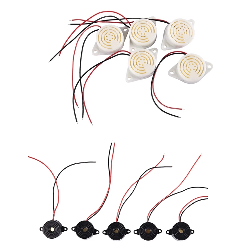 

10 шт. DC 3-24 в пластиковый корпус непрерывный звук Электронный зуммер сигнализация, 5 шт. черный и 5 шт. белый