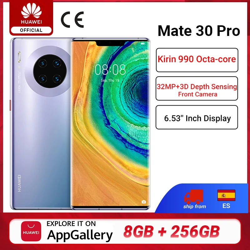 Глобальная версия HUAWEI Mate 30 Pro мобильных телефонов Kirin 990 8G 256G 6 53 дюймов 40MP тройной