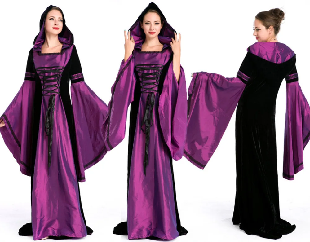 

European Retro Queen Princess Slinky Dress Court Purple Goddess Costume