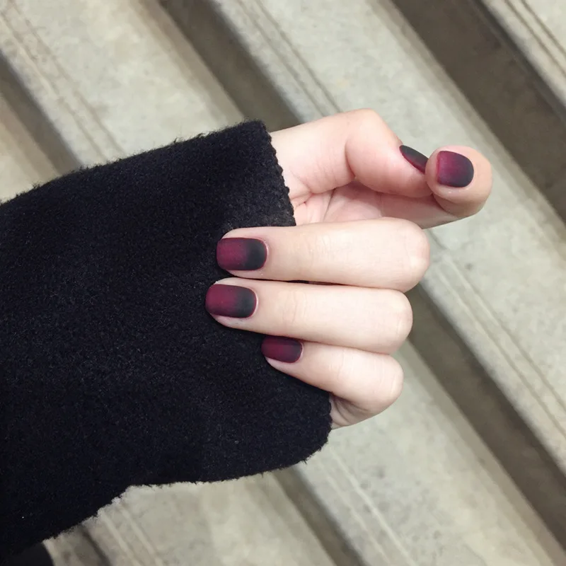 24 шт матовые винно-красные накладные ногти Рождество Новый год поддельные