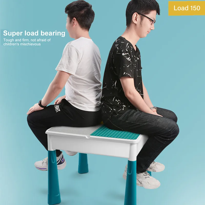 

Classic DIY Multi Function Activity Desk Table With Chairs Study Table Big Size Building Blocks Compatible Duploed Storage Desk