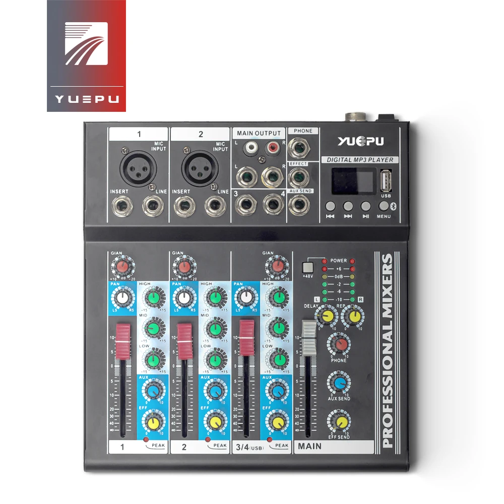 YUEPU RU-F4 Pro звуковой микшерный пульт USB Микшер воспроизведение компьютера 48 В