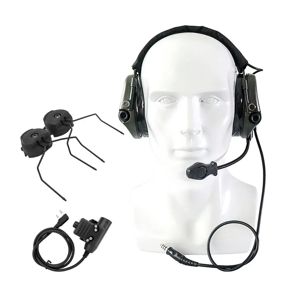 Tactical headset TAC-SKY TEA Hi-Threat Tier 1 silicone earmuffs noise pickup military headset +u94 PTT and ARC helmet bracket