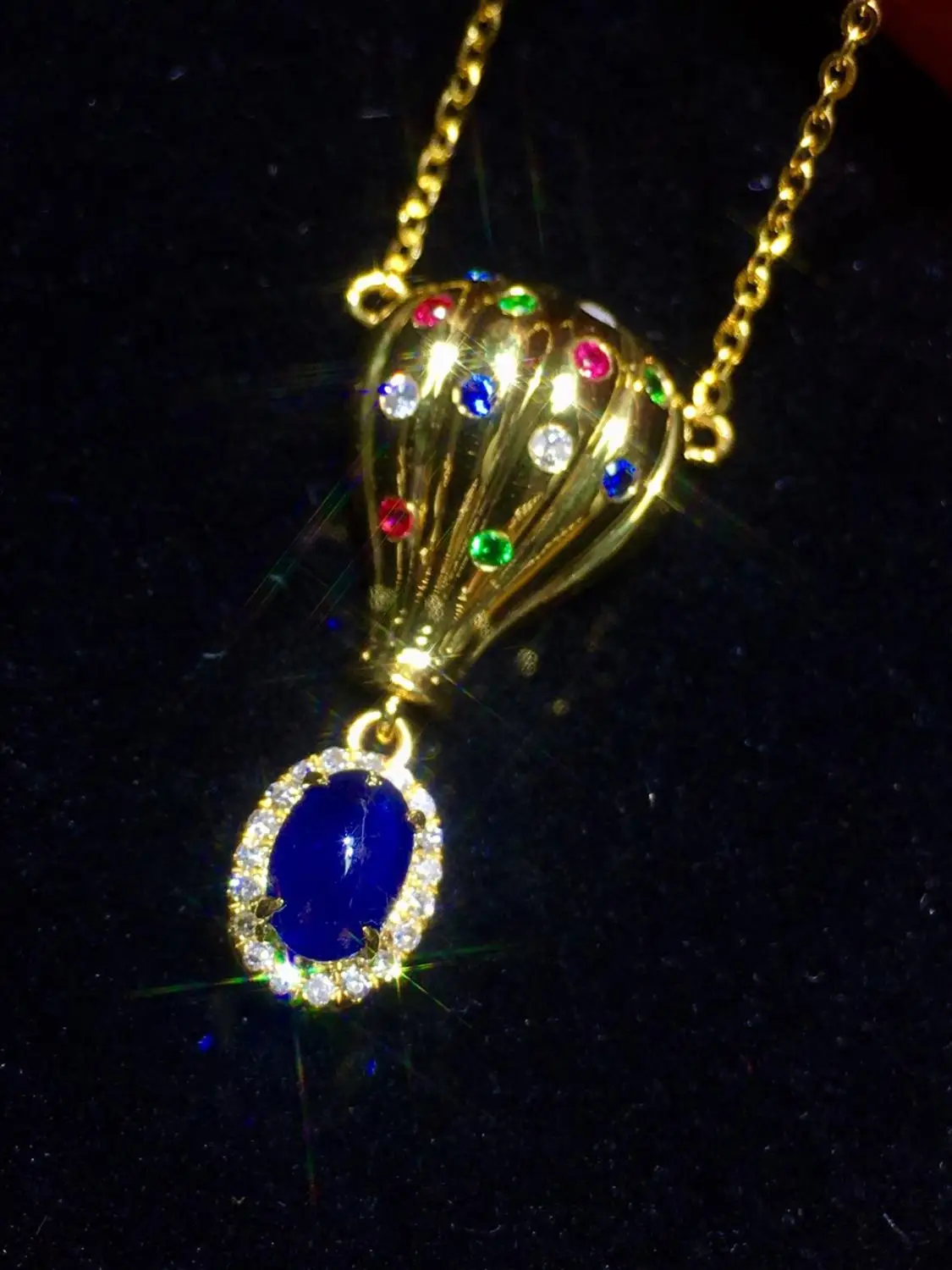 Женская подвеска с сапфиром ювелирное изделие из настоящего чистого 18 каратного