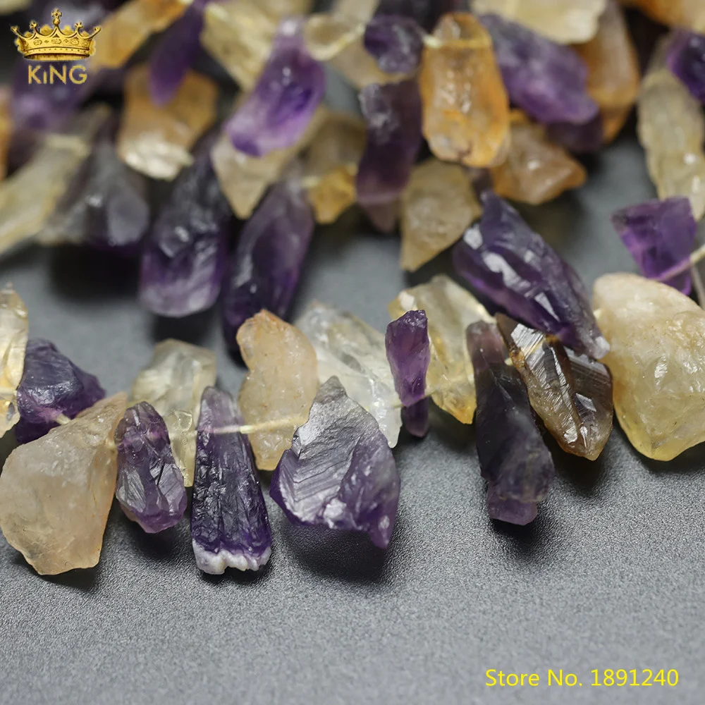 

15.5Inch/Strand Natural Amethysts Quartz Citrines Quartz Nugget Chip Loose Beads,Drilled Rough Crystal Beads DIY Jewelry Charms