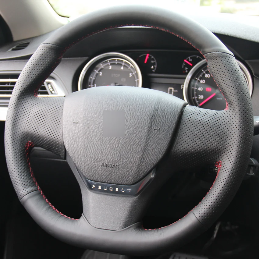 Черный PU искусственная кожа чехол на руль для Citroen C3 C3-XR- C4- peugeot 408- Traveller