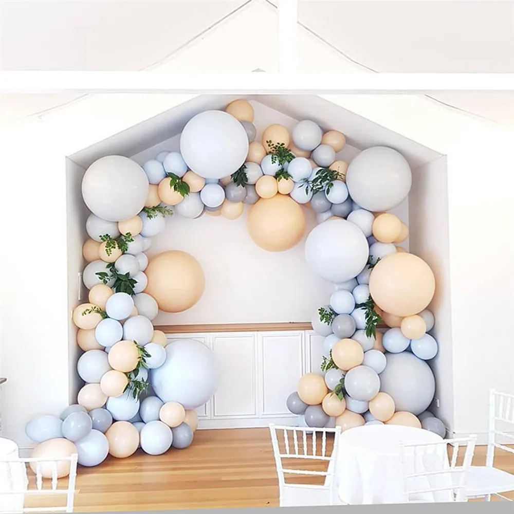 

119pcs Maca Blue Balloons Garland Arch Kit Peach Grey Pastel Balloon Party Decor For Birthday Wedding Baby Shower Party Supplies