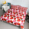 BlessLiving Strawberry Bedding Set Pink Red Duvet Cover Set 3pcs Sweet Girls Bed Cover Cartoon Fruits Kids Bedspreads Dropship 1