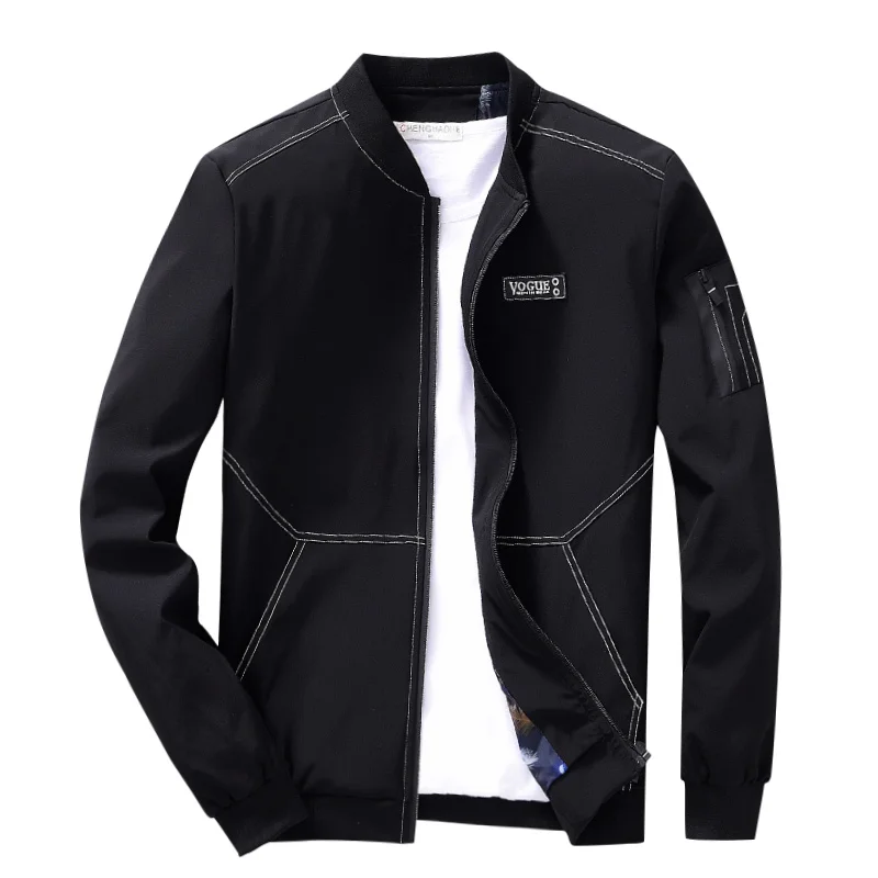 Мужская куртка бомбер на молнии повседневная приталенная в стиле хип хоп модель