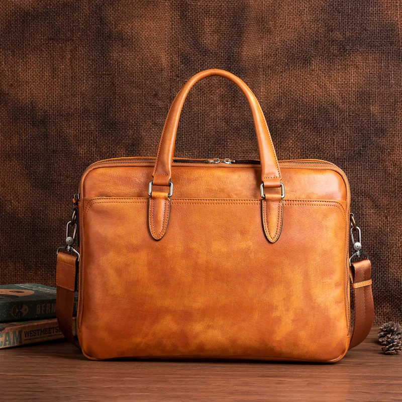 New Men's Genuine Leather Briefcase For 14 inch Laptop Handbag 2021 Male Shoulder Bags Woman Work Office Leather Messenger Bag