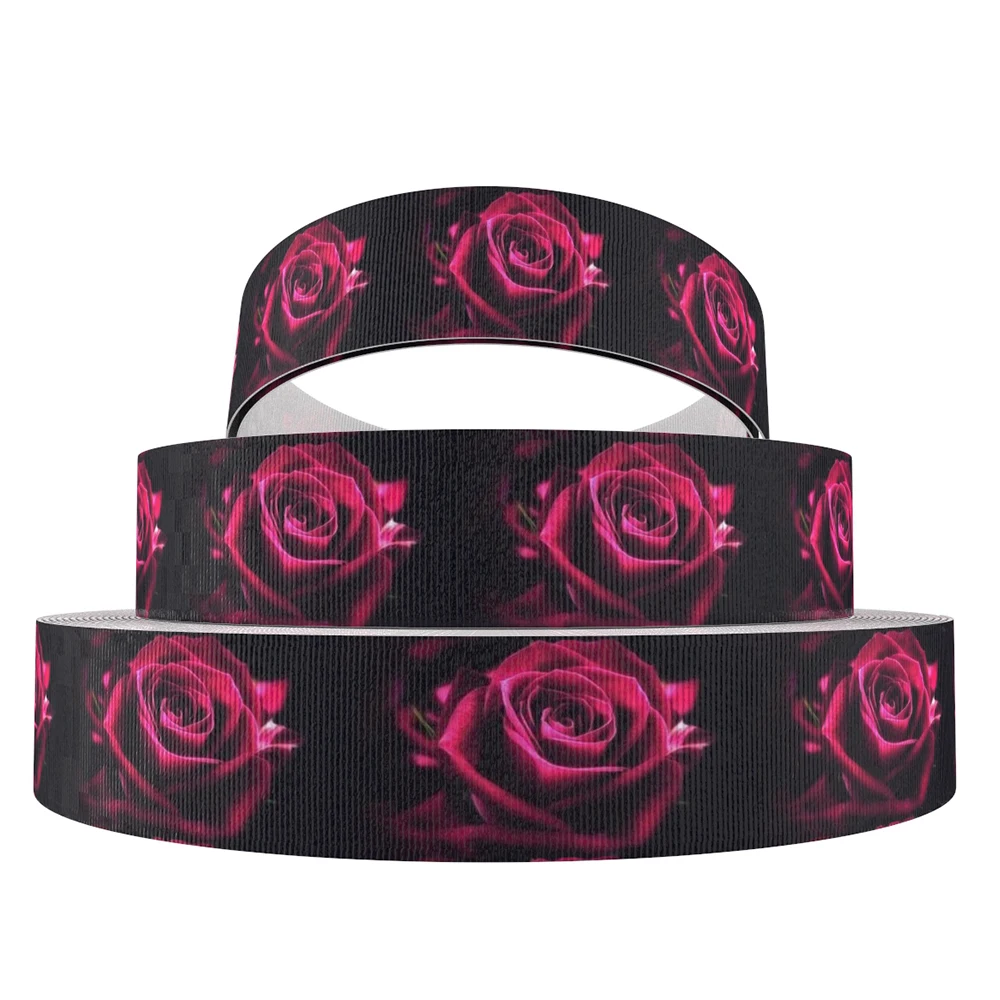 1067938002 Давид аксессуары " 25 мм Цветок прочная Лента из полиэстера 5 ярдов, DIY материалы ручной работы, упаковка для свадебного подарка, 5Yc8642 - Цвет: 1067938002