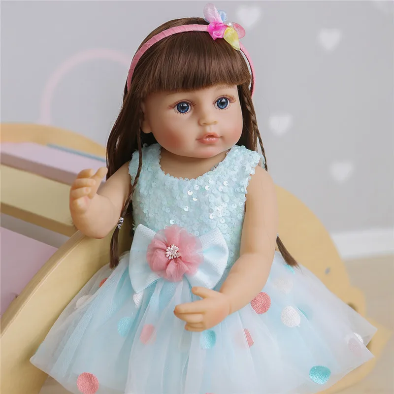 NPK 55 см реборн todder девочка подарок Модная Кукла синяя юбка Реалистичная реальная