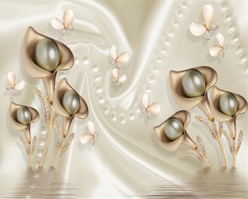 Большие пользовательские обои beibehang 3d Калла лист Бабочка Шелковый фон для