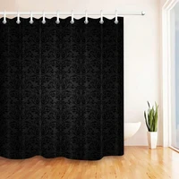 Black Damask Baroque Shower Curtains Vintage Art Abstract Flower Waterproof Polyester Fabric Bathroom Decor Bath Curtain Set