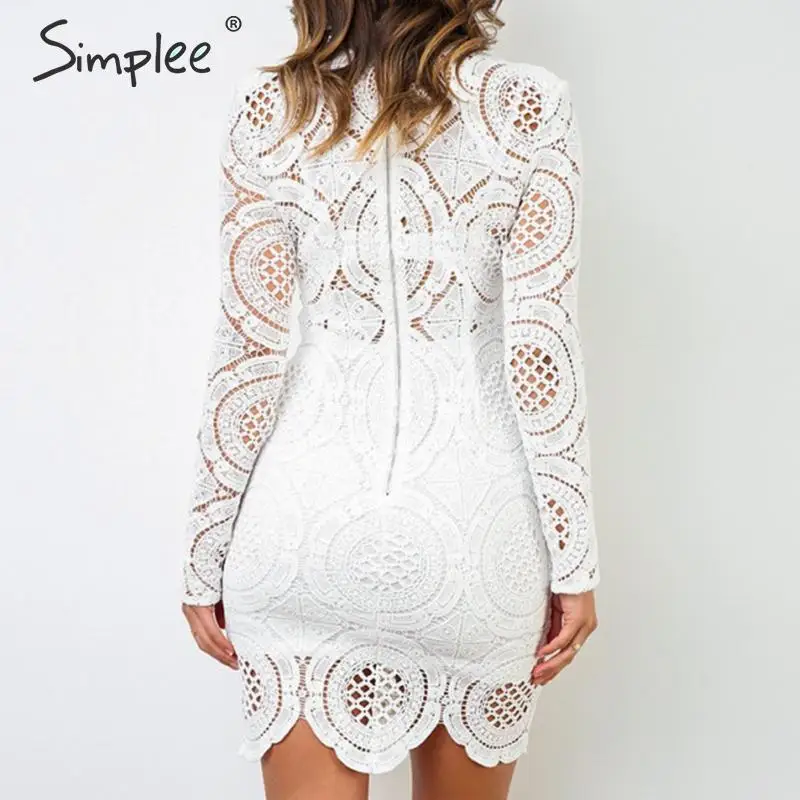 Simplee сексуальное платье с высоким воротником белое открытые вечерние платья