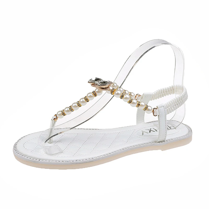 

Sandals Women Summer New Fashion Women's Sandals 2021 Shoes Flat Sandals Comfortable String Bead Beach Slippers Casual Sandals