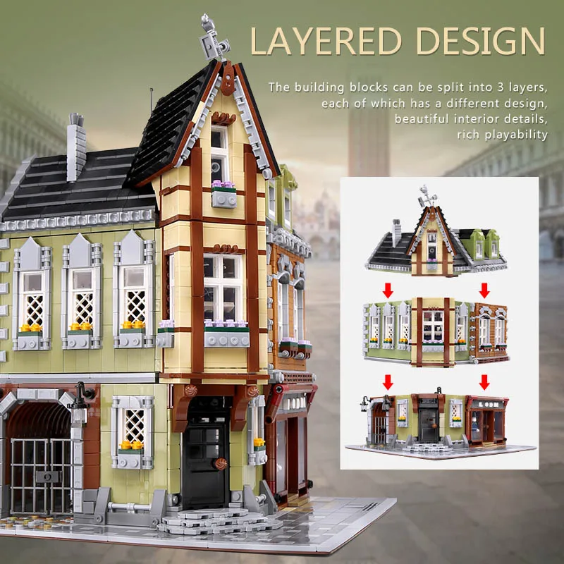 Yeshin 0919 конструктор уличный вид игрушки лаборатория MOC угловая модель торгового