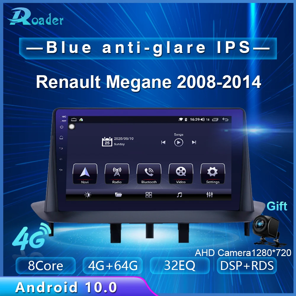 Автомобильный мультимедийный плеер Roader Android 10 0 автомобильный DVD для Renault Megane 2008 2014