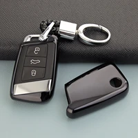 smart car key fob cover case chain ring for volkswagen passat b8 arteon atlas teramont jetta black