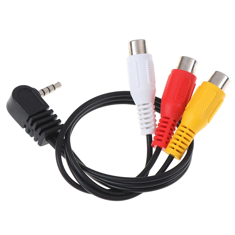 

High Speed 90degree 3.5 mm Male Jack To 3 RCA Female Plug Adapter Audio Converter Video AV Cable Wire Cord