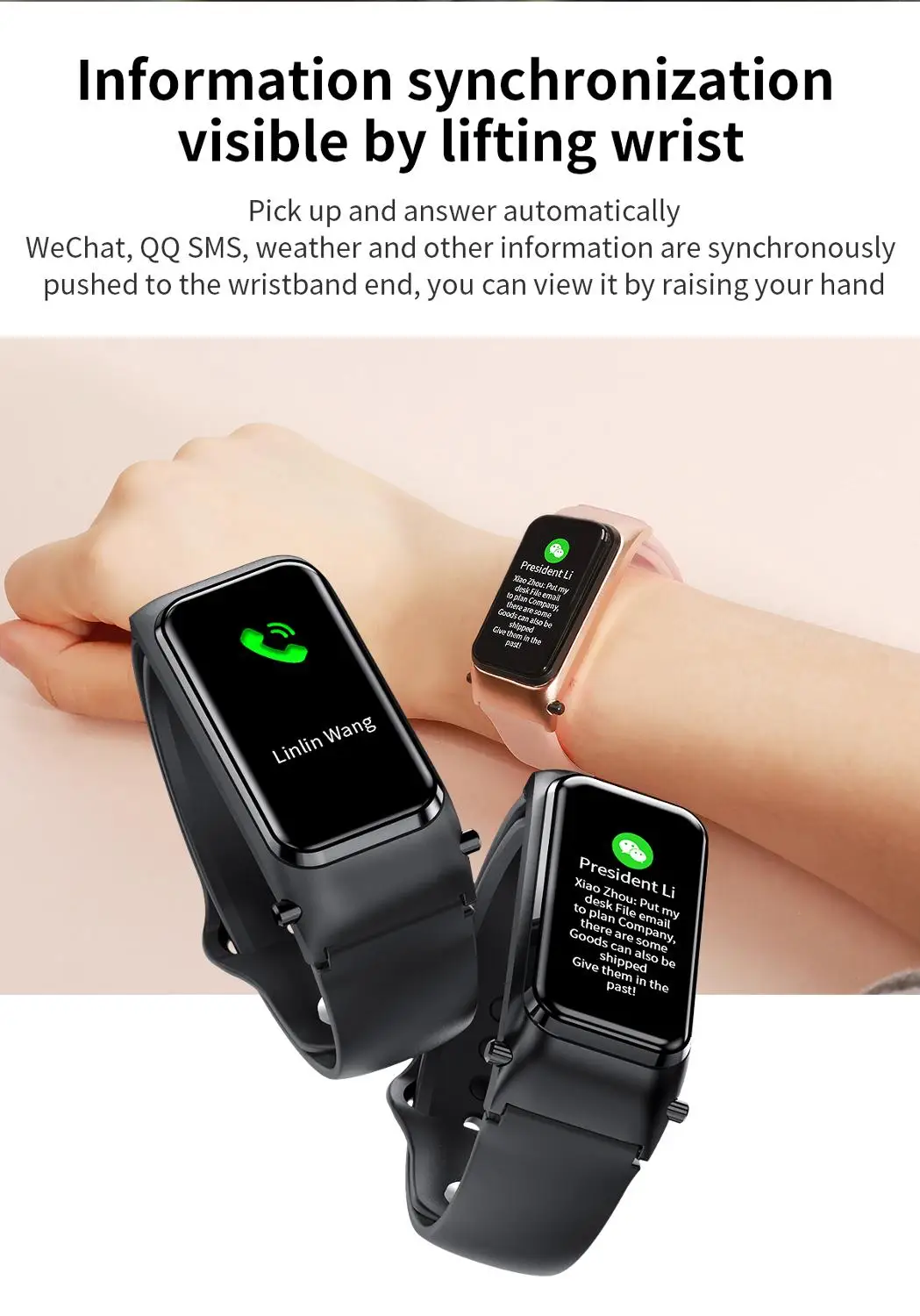 

X4 Bluetooth call bracelet 1.14" hands-free call music player heart rate blood pressure fitness tracker thermometer for Android