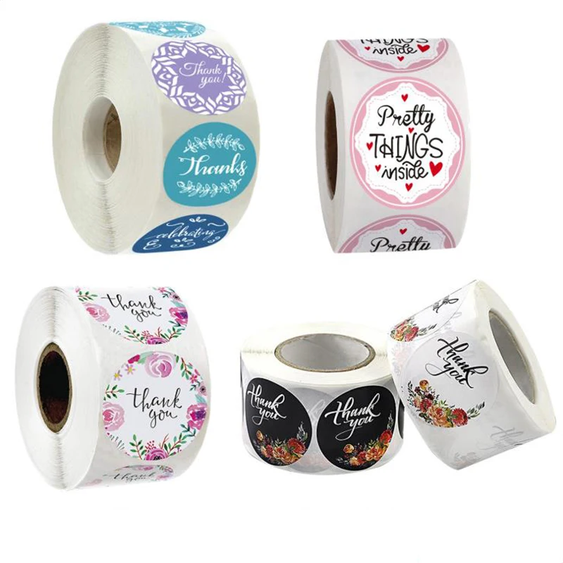 

500PCS Pretty Things Inside Thank You Stickers Adhesive Labels Decoration Seals Sticker Scrapbook Stationery Supplies 1inch