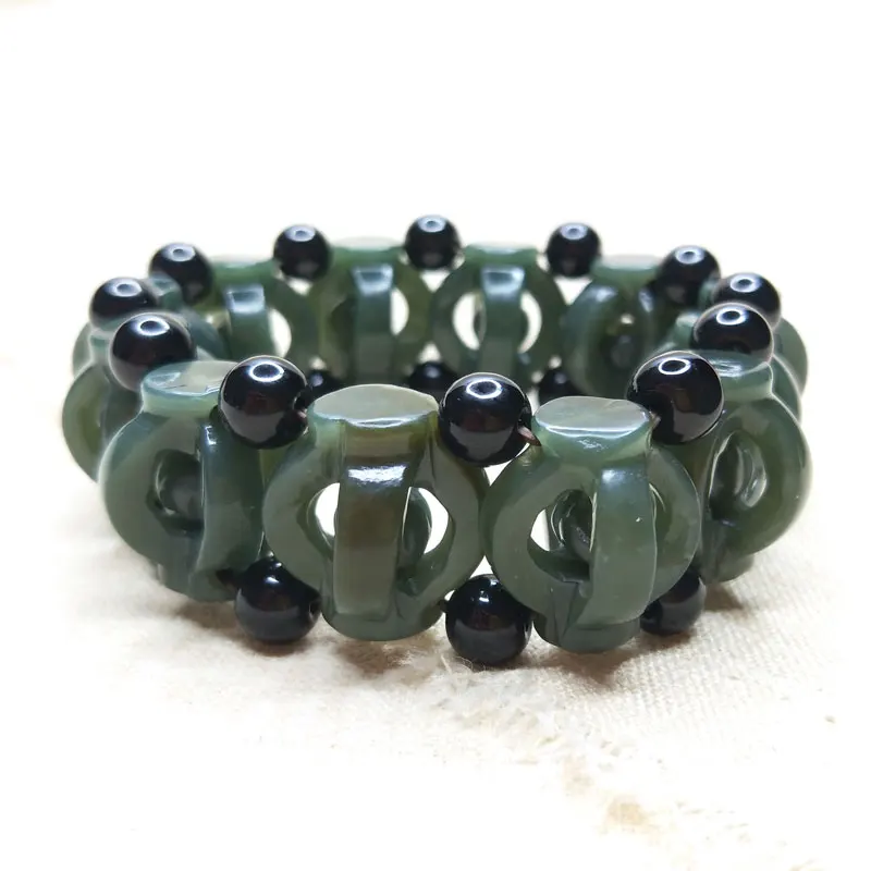 Новинка 2020 браслет из натурального нефрита с полыми бусинами винтажный