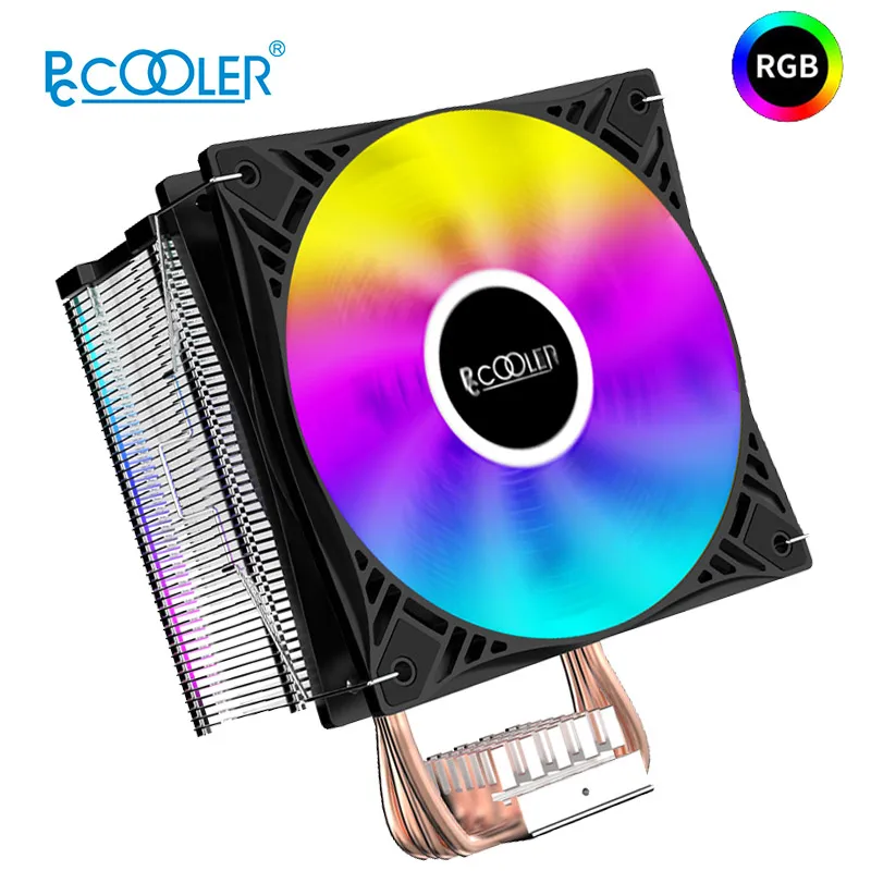 

PCCooler 4 Heatpipes CPU Cooler RGB Radiator Silent PWM 12V 4PIN with 120mm Fan Cooling For Intel LGA1151 1155 2011 AM3 AM4