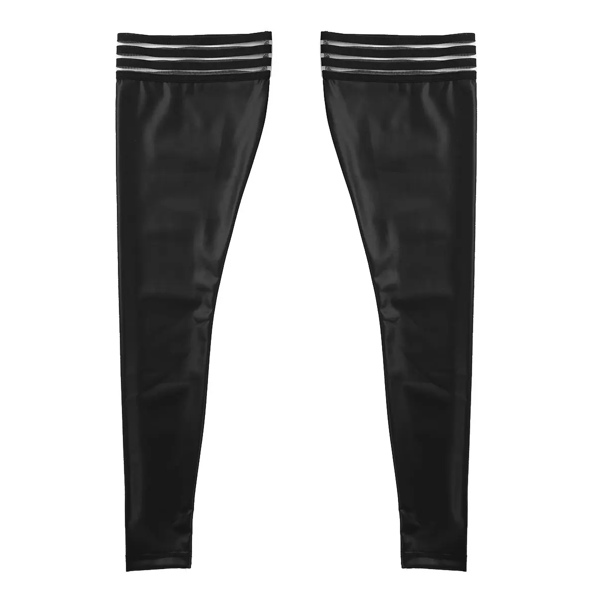 Женские черные сексуальные длинные колготки из лакированной кожи чулки носки