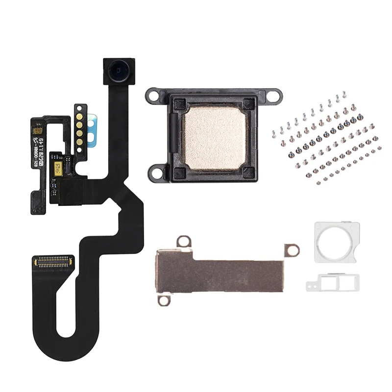 

1set Front Facing Camera For iPhone 7 8 Plus Proximity Light Sensor Flex Ribbon Cable +Earpiece Speaker Metal Bracket +Screws
