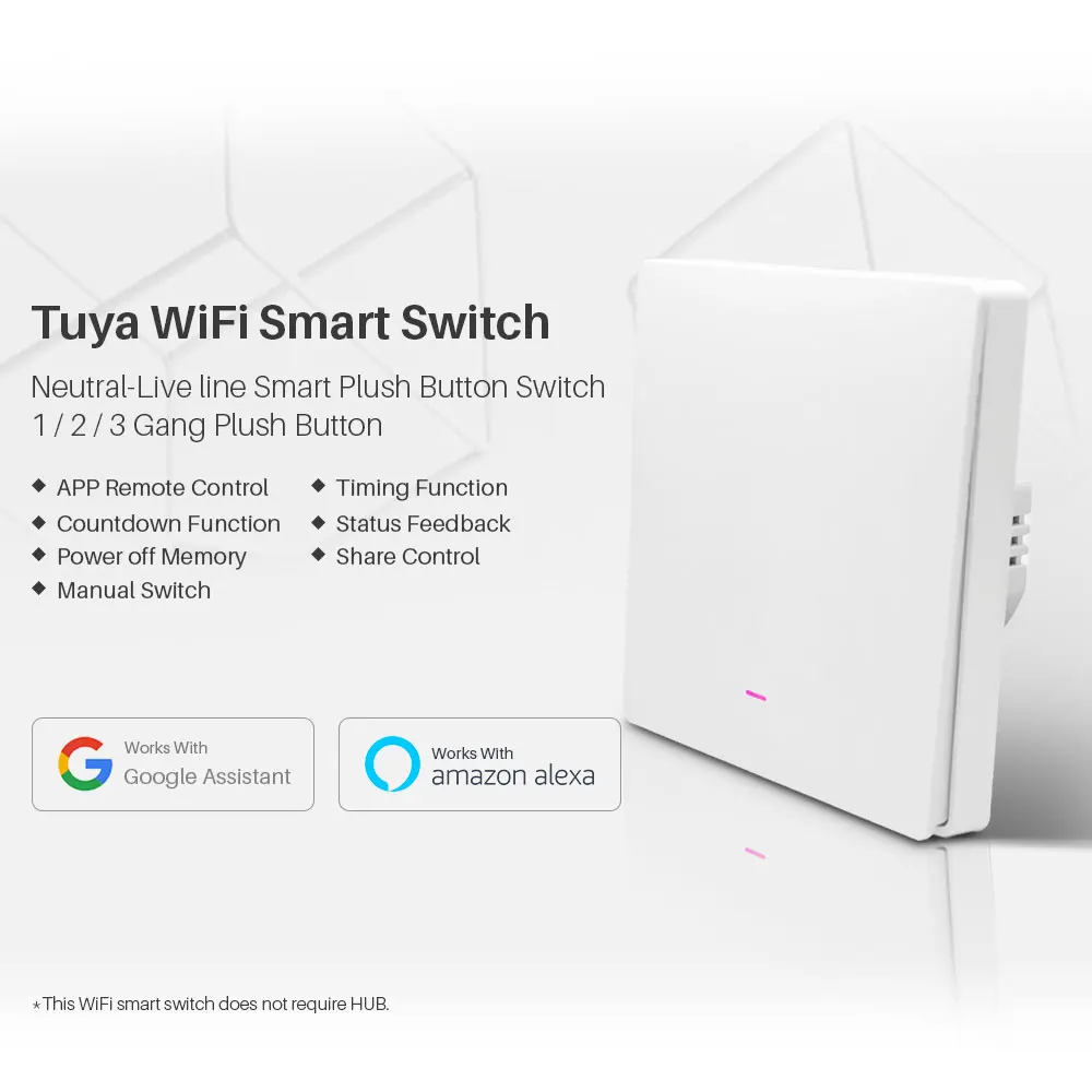 Умный Wi-Fi переключатель Tuya нейтральный провод требуется 1 2 3 клавиши работает с