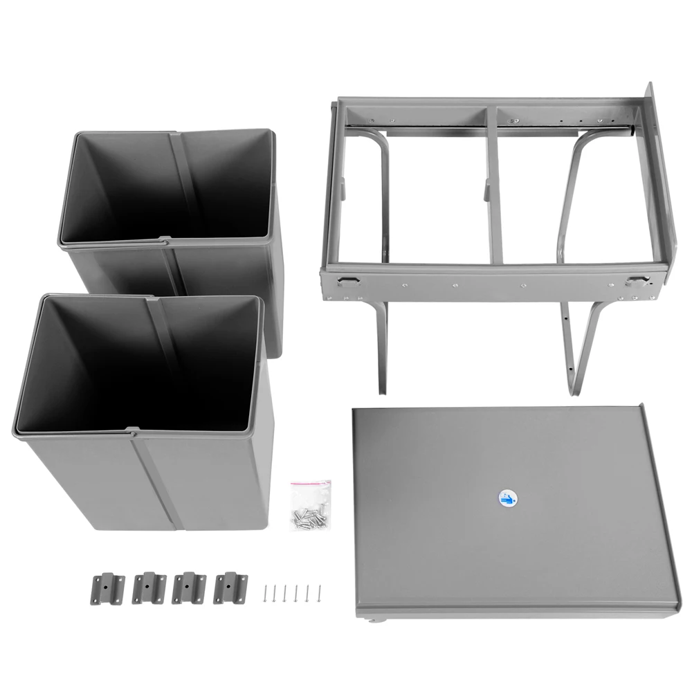 Functional Aesthetical Dual Side Pull Out Rubbish Waste Basket With 2 Compartments 20L Large Capacity Bins V2 | Дом и сад
