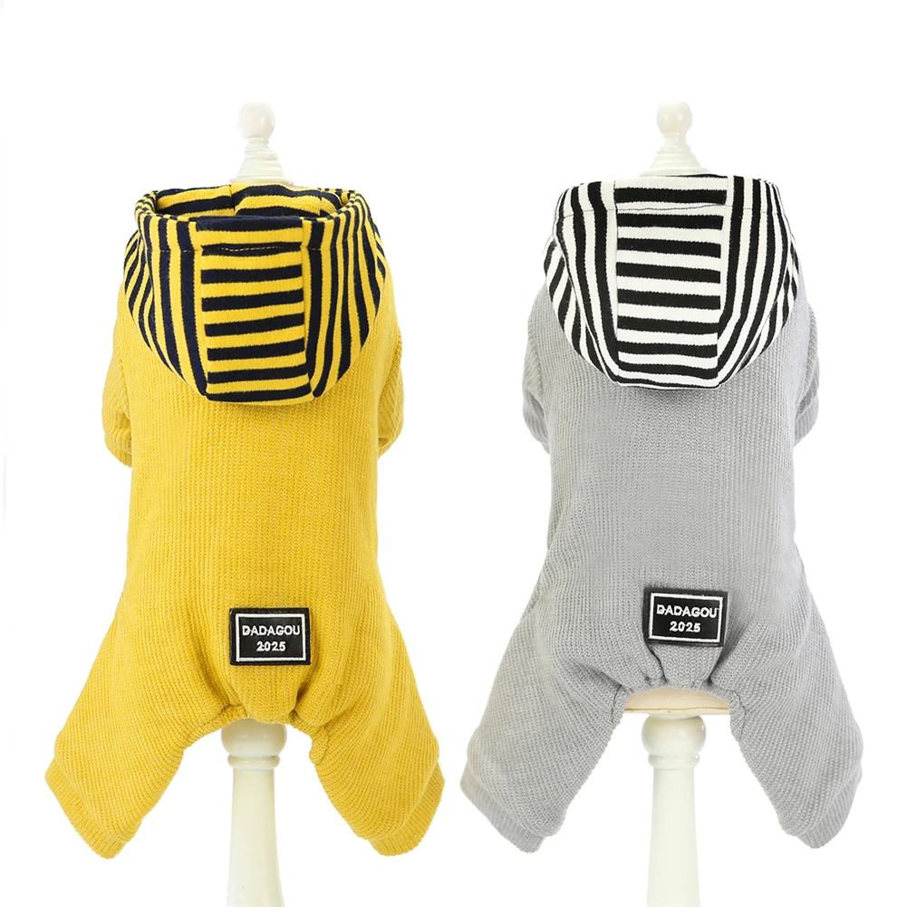 

Dog Hooded Sweater Winter Warm Pet Clothing Puppy Knitting Coat Jacket Sport Style Doggy Clothes Plush Hoodies for Small Dogs