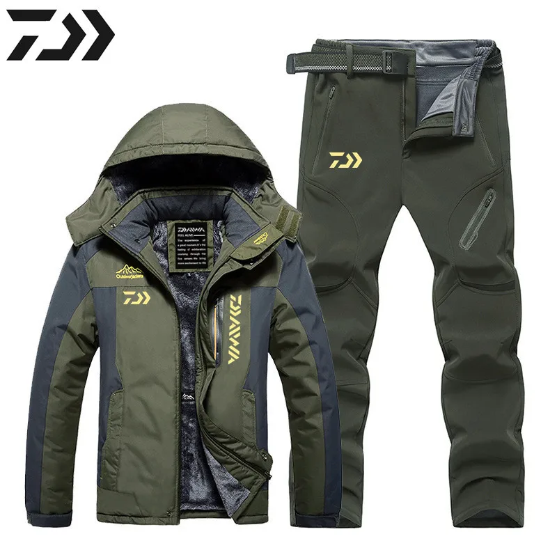 

Men Suit for Fishing Jacket Waterproof Windproof Warm Thick Pants Fishing Shirt Sports Fishing Suit Winter Men Fishing Wear L-9X