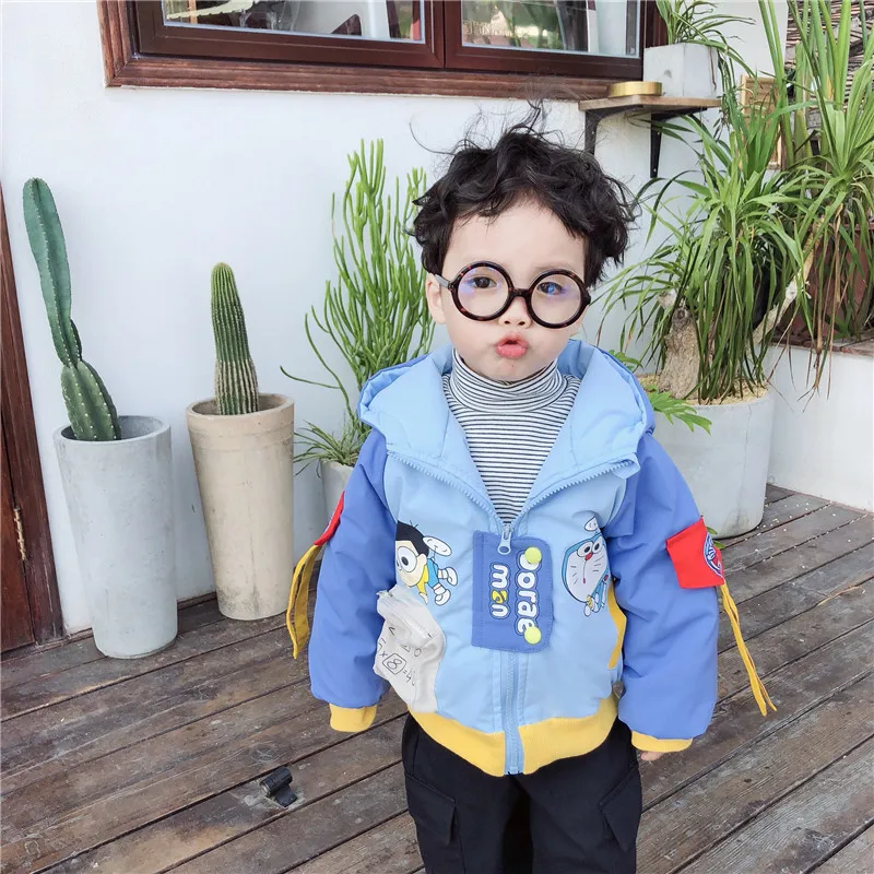 Зимняя детская одежда для девочек и мальчиков Уличные пальто с капюшоном милым