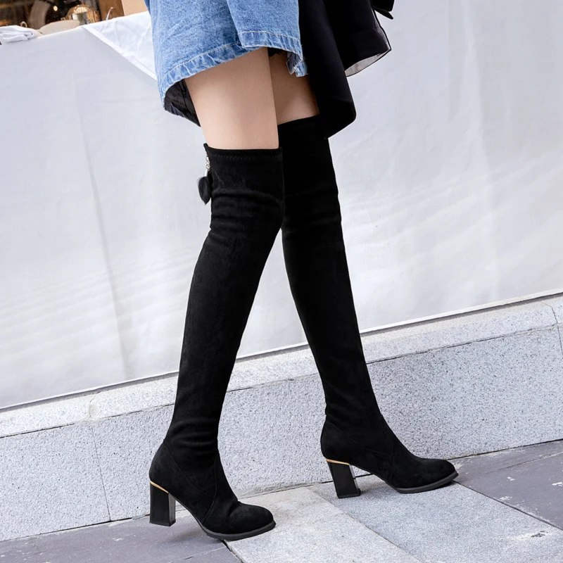 Rimocy/женские ботфорты Сексуальные облегающие высокие сапоги из искусственной